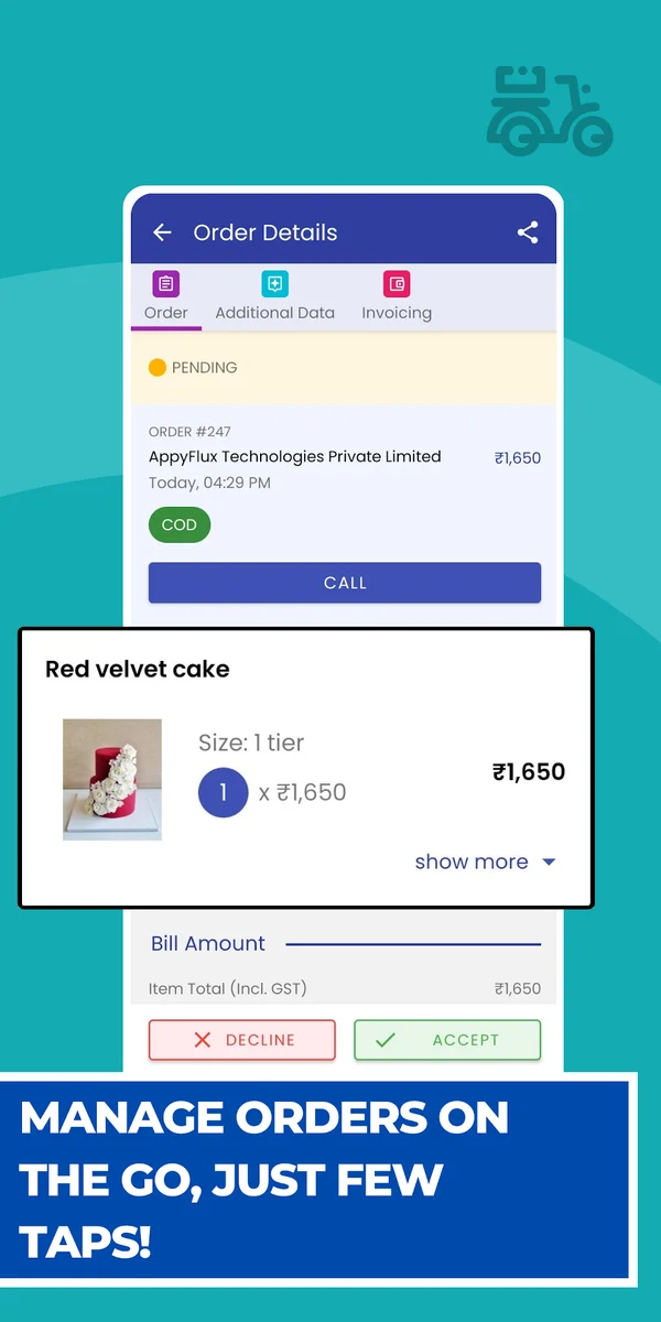 ZyadaShop order-details screen from its current publisher's store listing